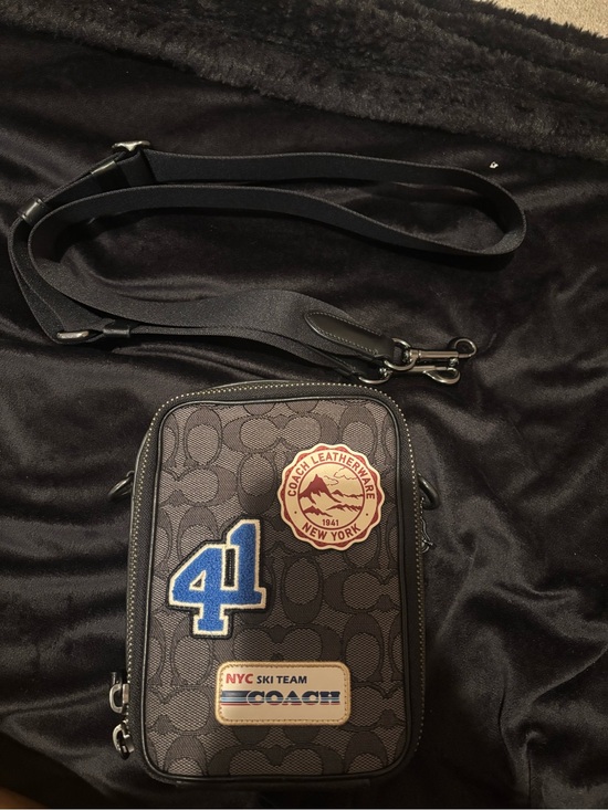 Coach Other - Coach Black Signature Patch Crossbody Bag with Blue Accent